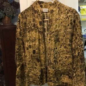 Chico’s 100% silk jacket with fun print.